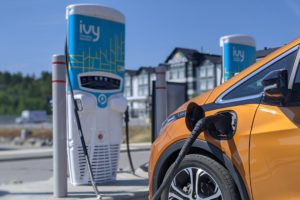 An electric vehicle at an Ivy Charging station